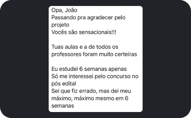 Depoimento de aluno aprovado