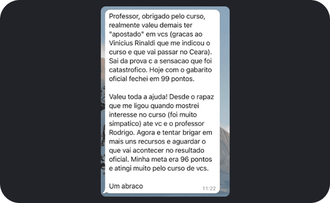Depoimento de aluno aprovado